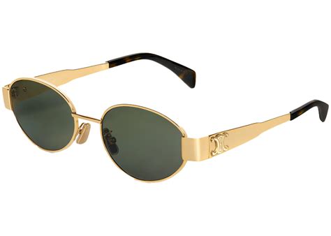 celine sunglasses 4s235cmlb.35sg|Celine Triomphe Metal 01 Sunglasses Gold/Green .